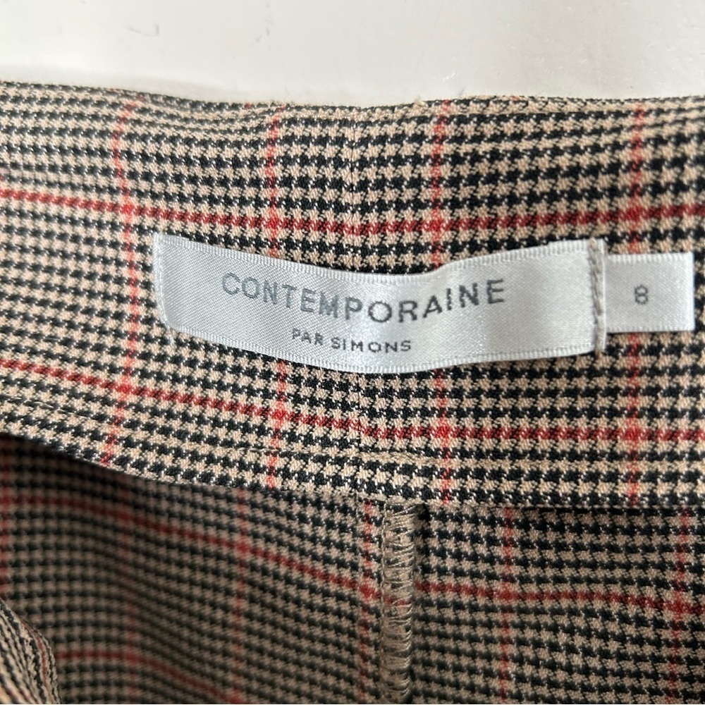 Simons Mini Pencil  Skirt Mini Houndstooth Red Yellow Black Size 8 - Picture 4 of 10